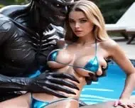 Huge Monster Fucking Beauty Babes At The Pool In An AI Porn