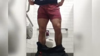 Jerking Off Standing on the toilet at Walmart