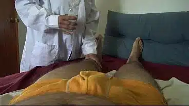 A French nurse in a clinic is SHOCKED by the size of his big cock