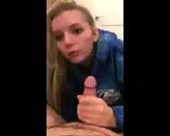 Cute Blonde Swallows The Whole Thing!!!