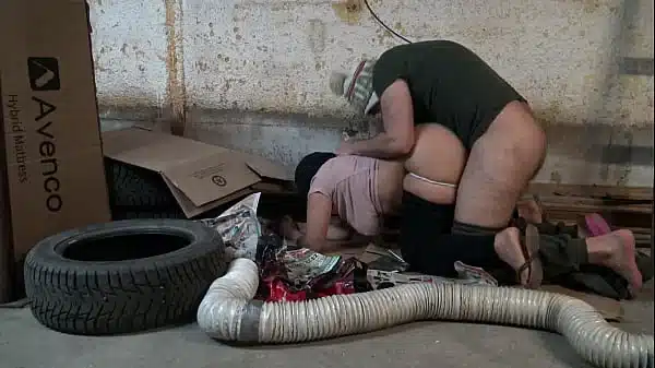 french prositute milf has anal sex in empty house basement