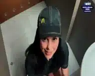 Risky public fuck-fest at McDonald’s toilet. Fucked a worker for splattered soda! – Eva