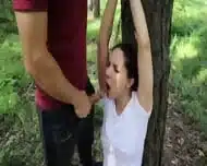 Tied Up And Fucked With A Stick In Woods Cum Facial Mouth Hard Sex Russain Milf
