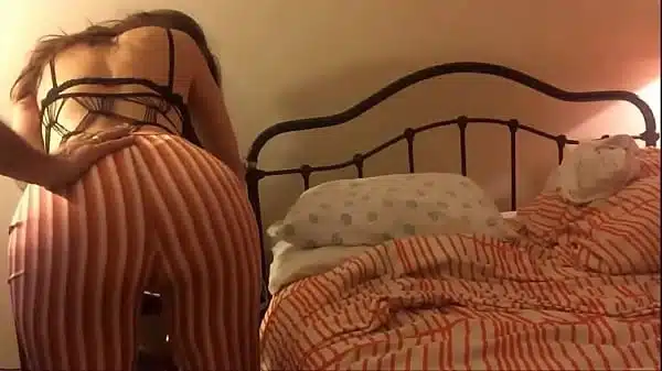 White Amateur Homemade Couple, Satin Lingerie (Panties, Clothed sex), Heels & Stockings, Fishnet, Blowjob, RimJob, Spanking